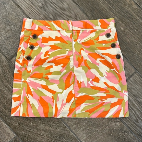 J. Crew Orange Pink Camouflage Mini Skirt Size 0 - Picture 1 of 7